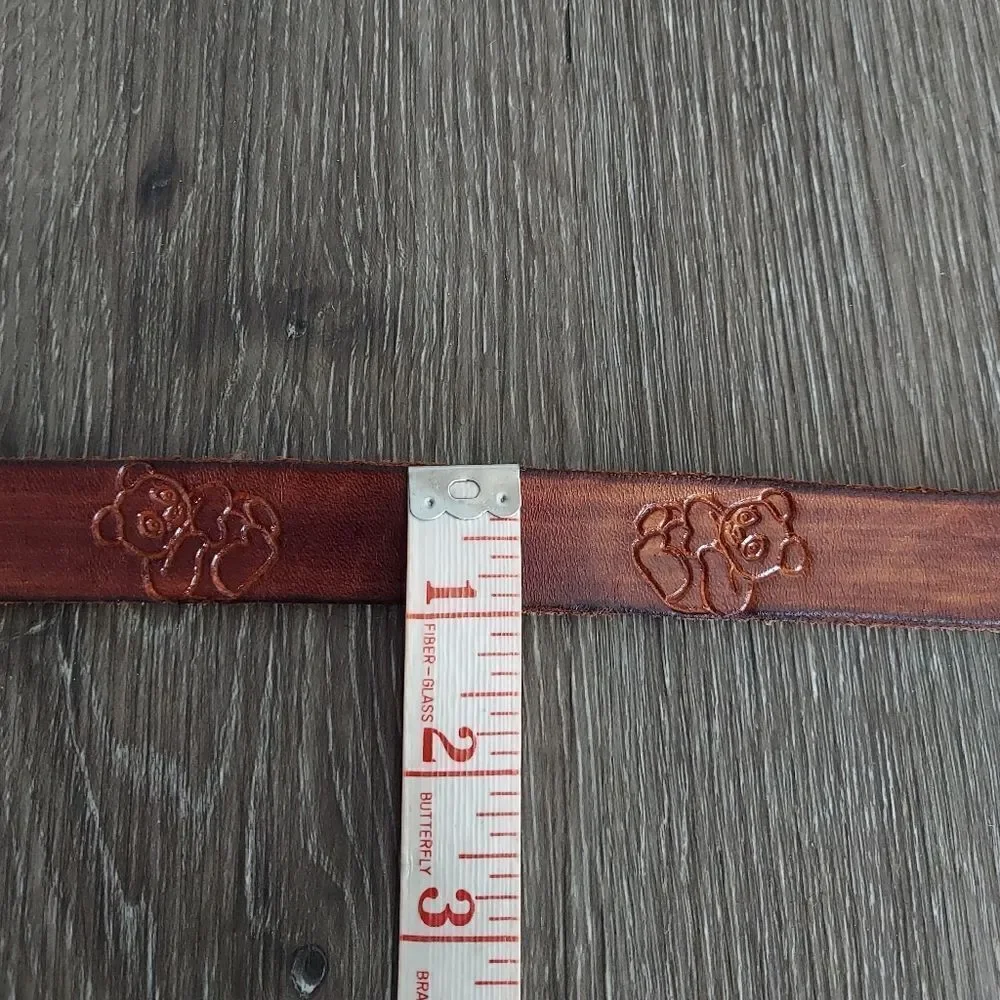 Leather Belt with Embossed Tooled Panda Bear